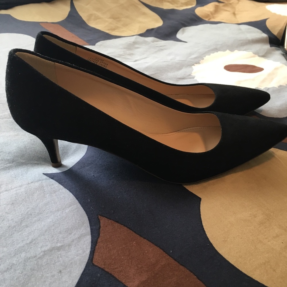 J Crew Dulci Suede black kitten heels, size 7.5
